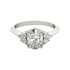 GIA Certified 1.5ct Oval Solitaire & Cluster 3-Stone Diamond Ring