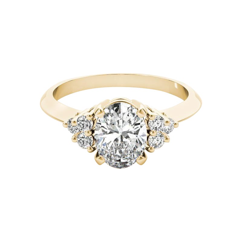 GIA Certified 1.5ct Oval Solitaire & Cluster 3-Stone Diamond Ring