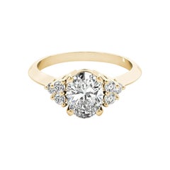 GIA Certified 1.5ct Oval Solitaire & Cluster 3-Stone Diamond Ring