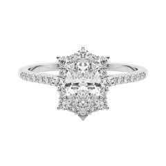 GIA Certified 1.5ct Oval Vintage Cathedral Snowflake Halo Diamond Ring