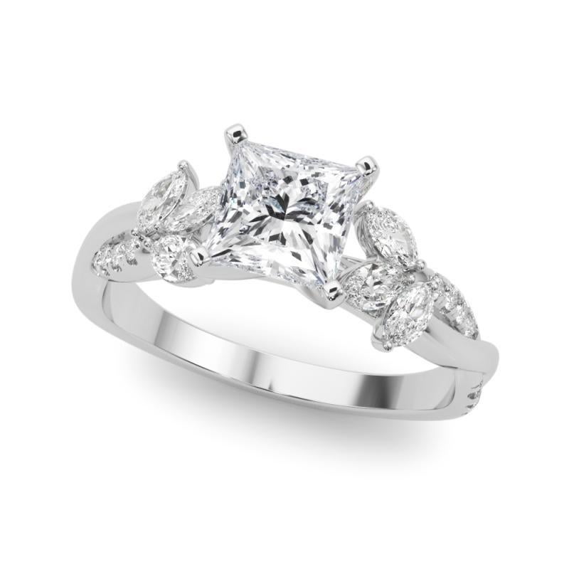 GIA zertifiziert 1,5ct Prinzessin entwined Garten Blume Rebe Diamantring (Carréschliff) im Angebot