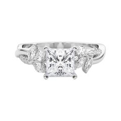 Bague en diamant certifié GIA 1,5ct Princesse entrelacée Garden Flower Vine