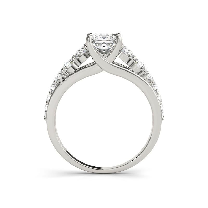 Taglio princess GIA Certified 1.5ct Princess Solitaire Trellis Cathedral Platinum Diamond Ring in vendita