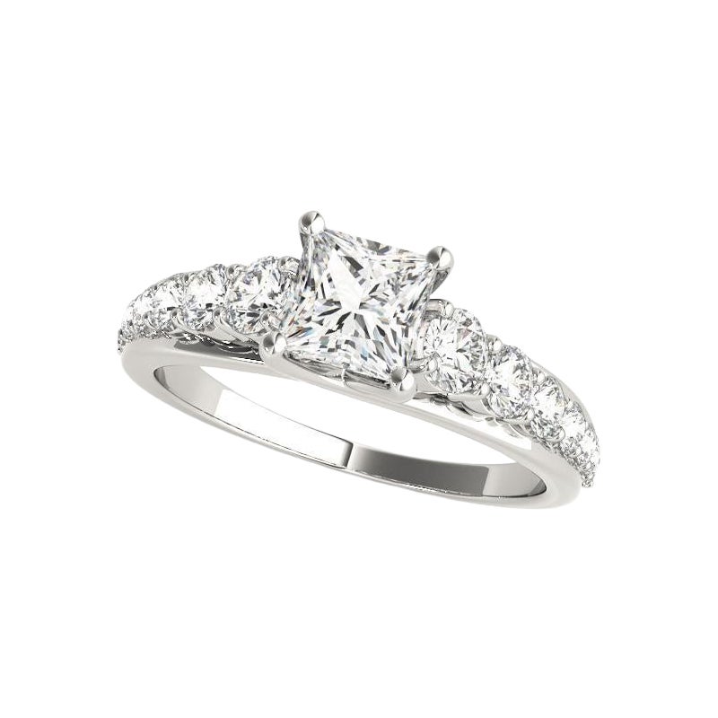 GIA Certified 1.5ct Princess Solitaire Trellis Cathedral Platinum Diamond Ring in vendita