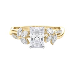Bague en diamant certifié GIA 1.5ct Radiant Entwined Garden Flower Vine