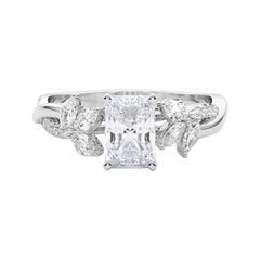 Bague en diamant certifié GIA 1.5ct Radiant Entwined Garden Flower Vine
