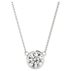 GIA Certified 1.5ct Round Diamond Bezel Solitaire Pendant