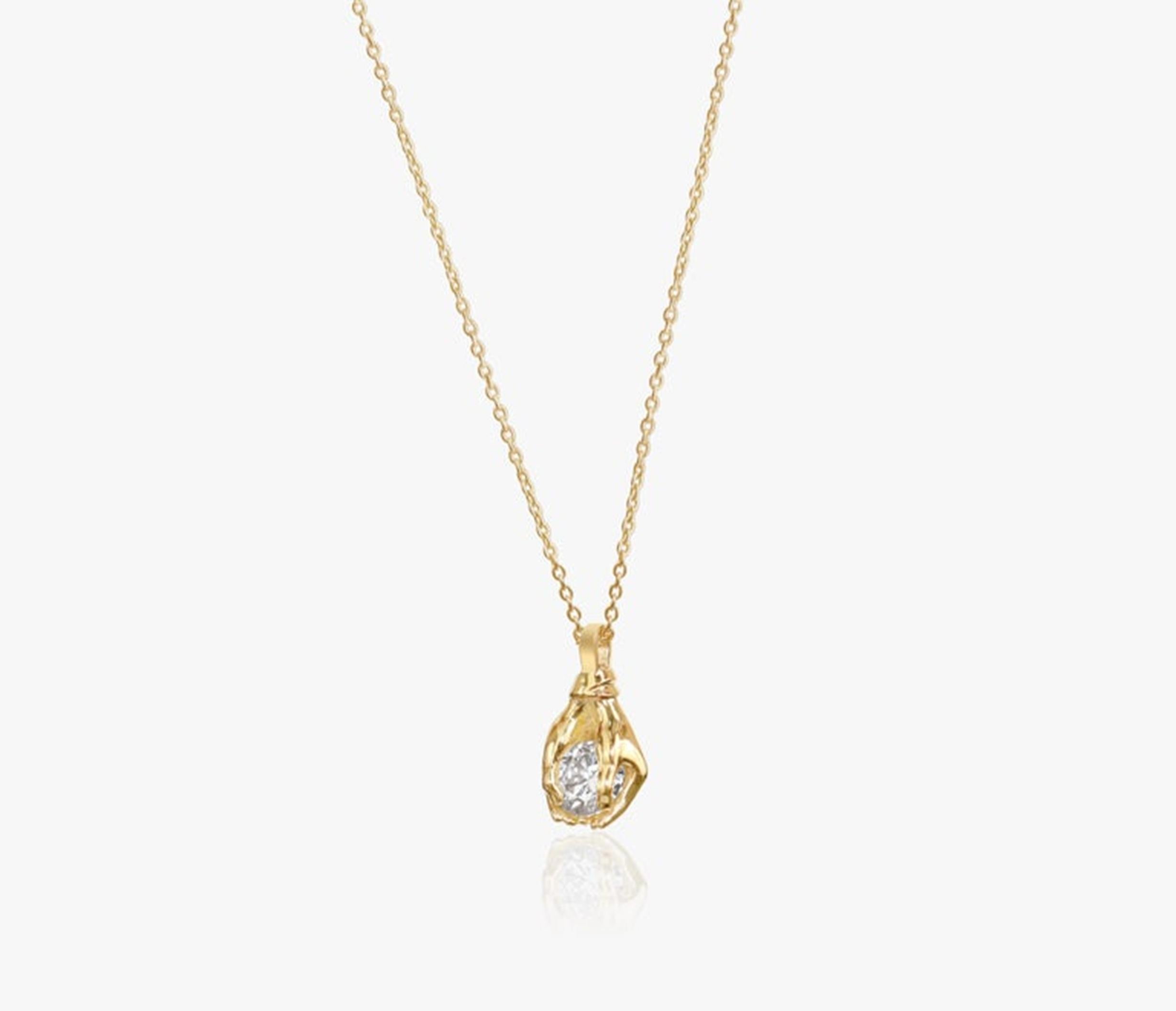 Women's GIA Certified 1.5ct Round Diamond Solitaire Pendant Necklace in 18K Yellow Gold For Sale