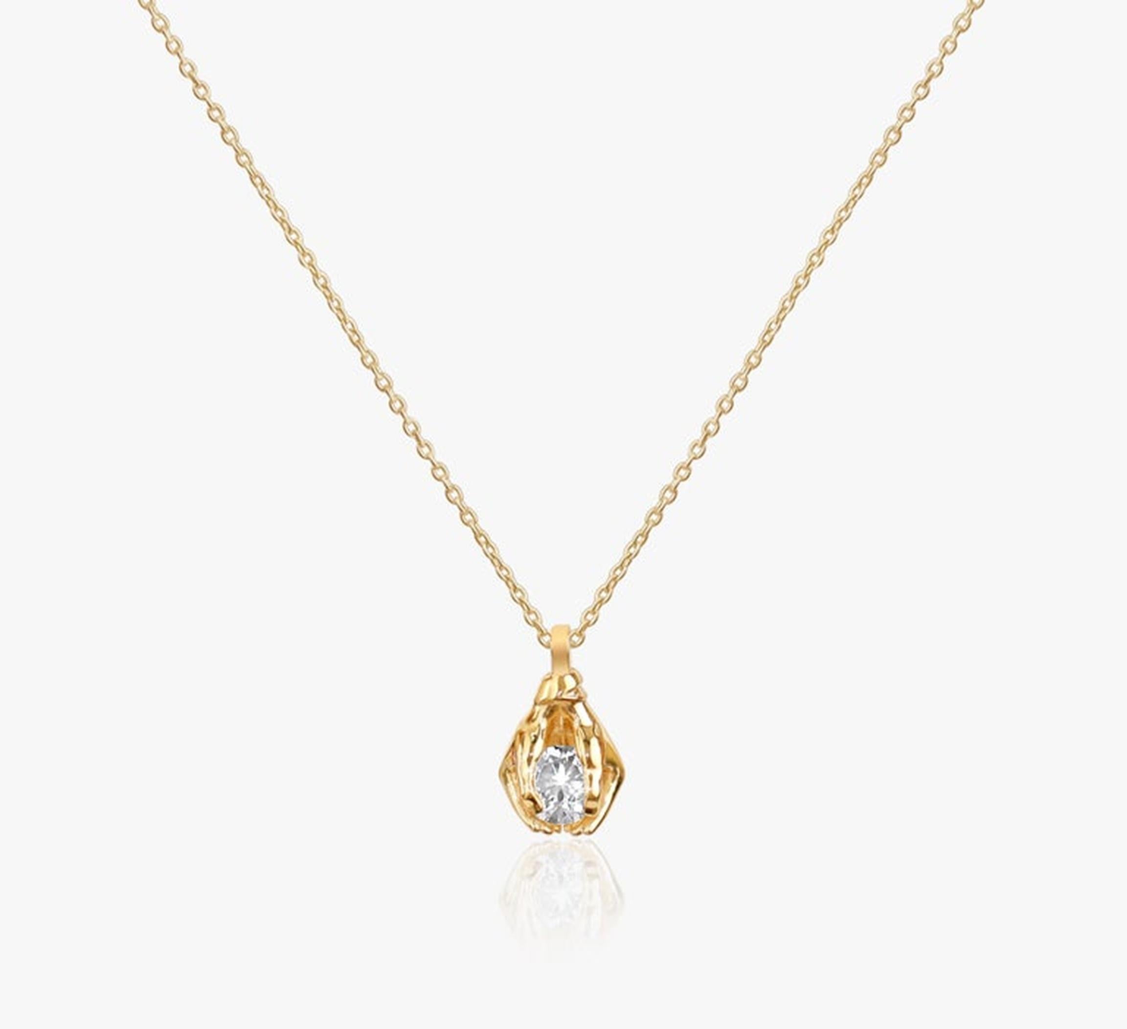 GIA Certified 1.5ct Round Diamond Solitaire Pendant Necklace in 18K Yellow Gold For Sale 1
