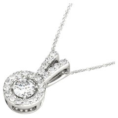 GIA Certified 1.5ct Round Diamond Split V Bezel Halo Pendant Necklace (Collier à halo)
