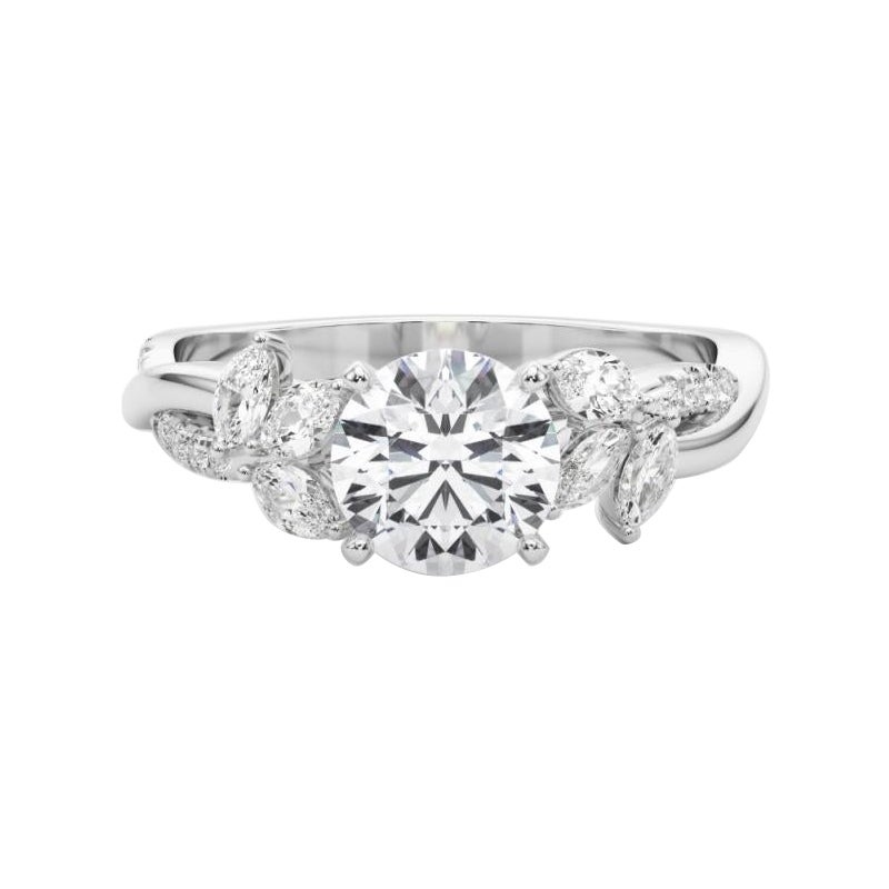 Bague en diamant certifié GIA 1,5ct Round Entwined Garden Flower Vine