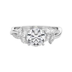 Bague en diamant certifié GIA 1,5ct Round Entwined Garden Flower Vine