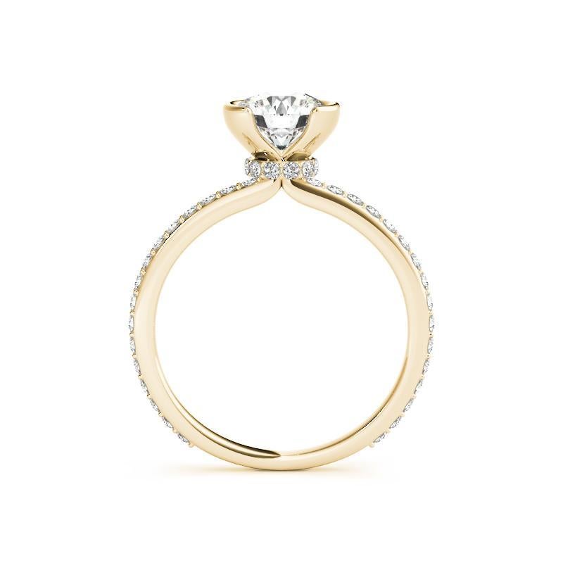 Taglio rotondo Anello con diamanti a raggiera nascosti con castone rotondo da 1.5 carati certificato GIA in vendita
