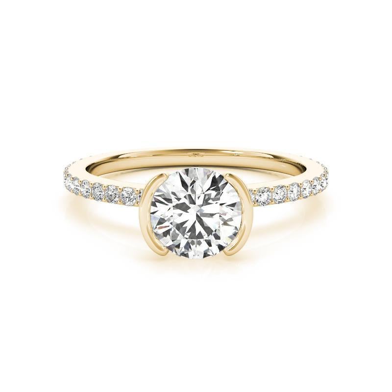 Anello con diamanti a raggiera nascosti con castone rotondo da 1.5 carati certificato GIA In condizioni Nuovo in vendita a New York, NY