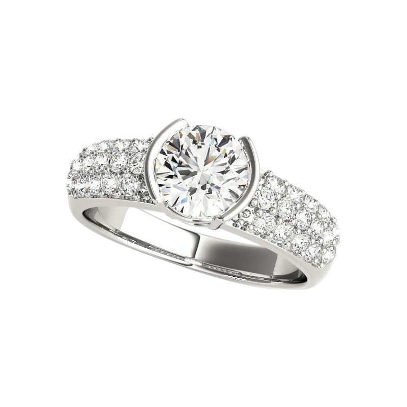 Anello con diamante solitario moderno con mezzo castone e certificato GIA da 1,5 carati