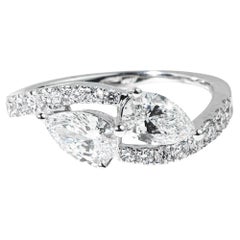 GIA-Certified 1.5ct Toi et Moi Pear-Cut Diamond Engagement Ring in 18K WhiteGold