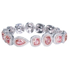 Bracelet en or 18KT, certifié GIA, composé de 25 pièces de diamant naturel Pink Diamond.