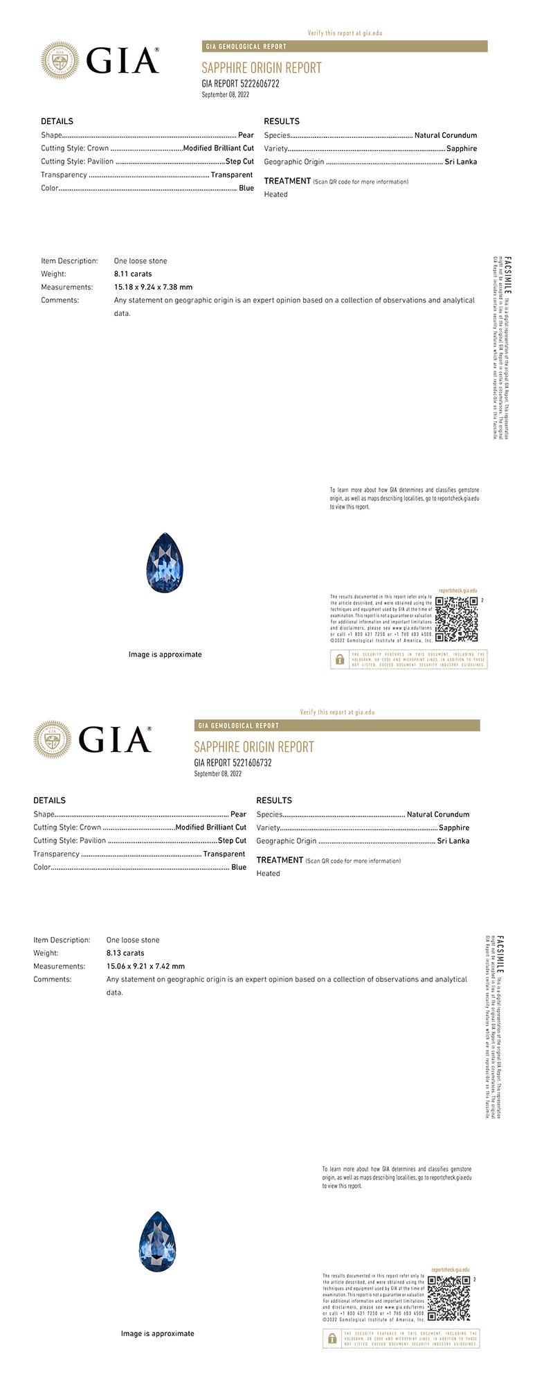 GIA-zertifizierte Ceylon-Saphir & Herz-Diamant-Tropfen-Ohrringe aus Platin

Diese außergewöhnlichen Ohrringe sind in exquisiter Handarbeit aus Platin gefertigt und tragen zwei prächtige blaue Ceylon-Saphire in Birnenform mit einem Gewicht von 8,13