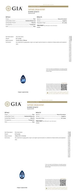 GIA-Certified 16 Carat Ceylon Sapphire Diamond Drop Earrings in Platinum