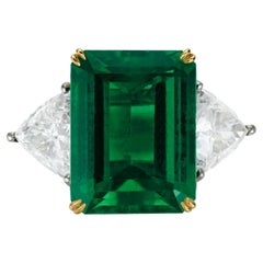 GIA Certified 16 Carat Green Emerald Cut Diamond Engagement Ring