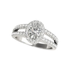 GIA zertifiziert 1.6 Karat Halo Oval Filigran Split Shank Diamantring