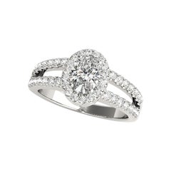 GIA zertifiziert 1.6 Karat Halo Oval Filigran Split Shank Platin Diamantring