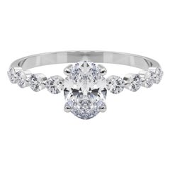 Anello con diamante a castone ovale e rotondo Brilliante certificato GIA da 1.6 carati