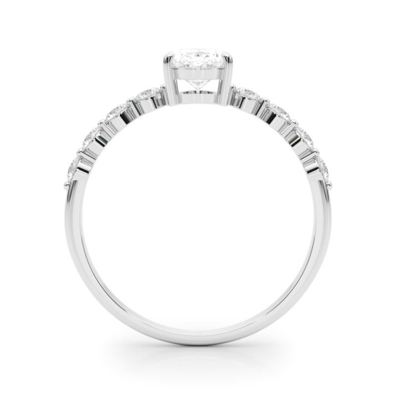 Anello di diamanti in platino con castone ovale e rotondo Brilliante da 1,6 carati certificato GIA In condizioni Nuovo in vendita a New York, NY