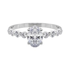 Anello di diamanti in platino con castone ovale e rotondo Brilliante da 1,6 carati certificato GIA