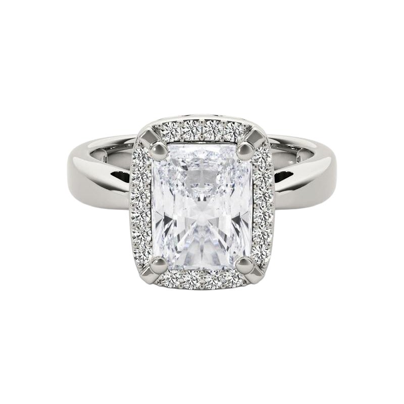 Certifié GIA 1.6 Carat Radiant Halo Antique  Bague en diamant