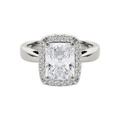 GIA Certified 1.6 Carat Radiant Halo Antique  Diamond Ring