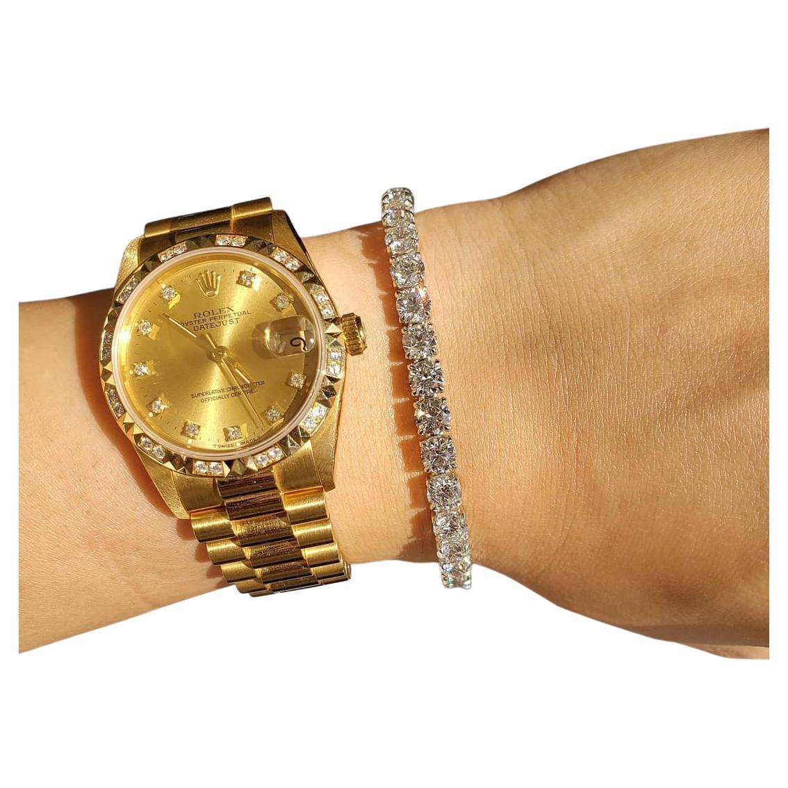 Bracelet en platine avec diamants taille brillant rond de 16 carats certifiés GIA