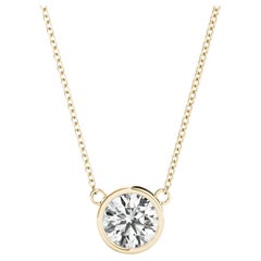 GIA Certified 1.6 Carat Round Diamond Bezel Solitaire Pendant