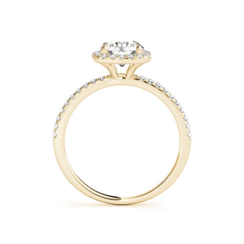 GIA zertifiziert 1,6 Karat runde Halo-Korb-Set 18K Gelbgold Diamantring (Rundschliff) im Angebot