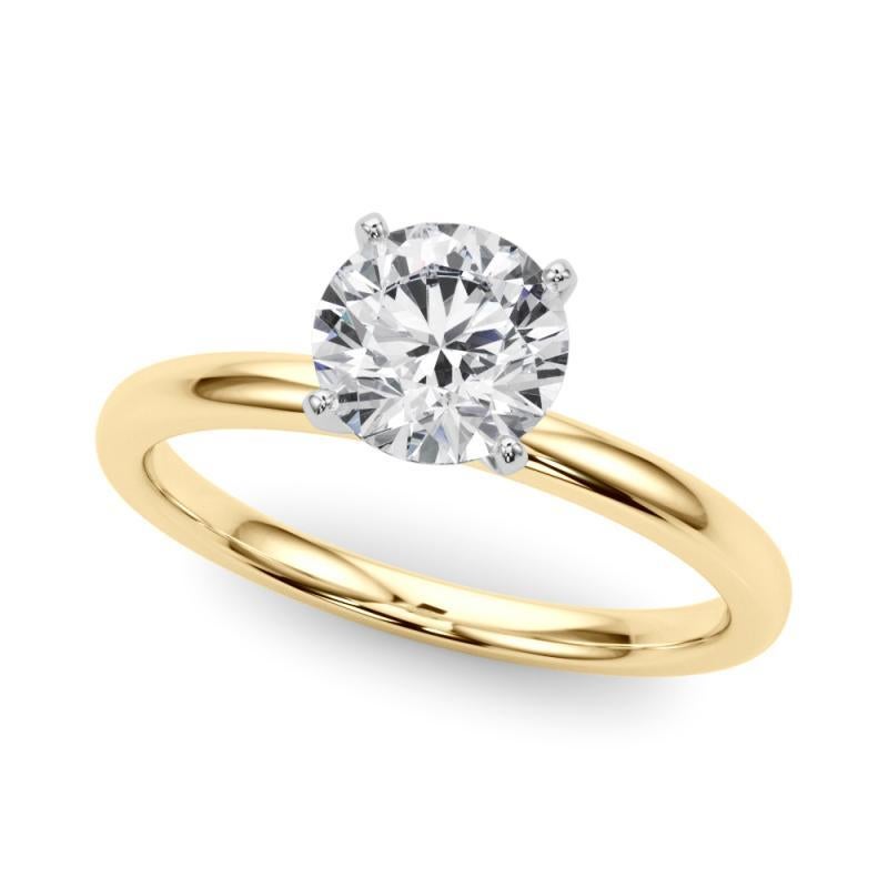 Taglio rotondo Anello con diamante rotondo solitario a quattro punte in oro giallo certificato GIA da 1,6 carati in vendita