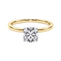 GIA Certified 1.6 Carat Round Solitaire Four-Prong Yellow Gold Diamond Ring
