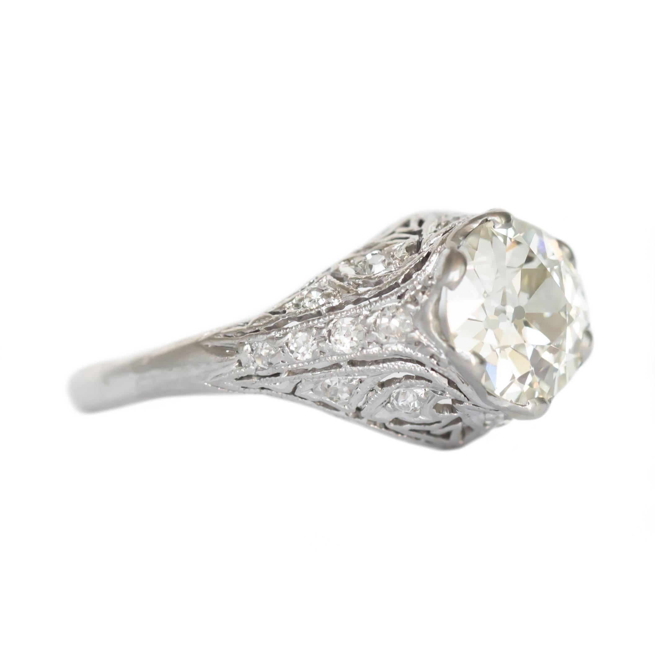 Edwardian GIA Certified 1.60 Carat Diamond Platinum Engagement Ring