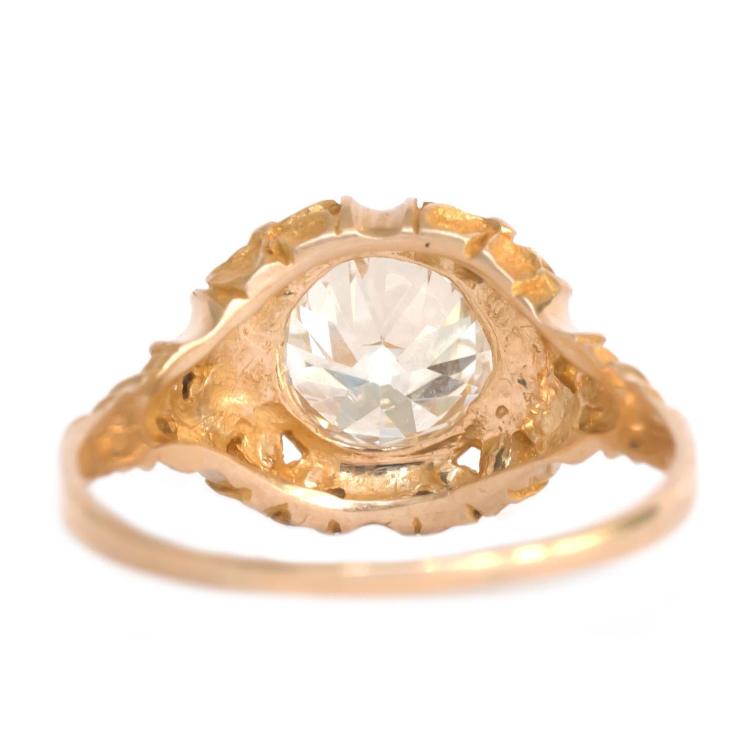 Taille vieille Europe Bague de fiançailles en or jaune avec diamants de 1,60 carat certifiés GIA en vente