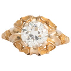 Antique GIA Certified 1.60 Carat Diamond Yellow Gold Engagement Ring