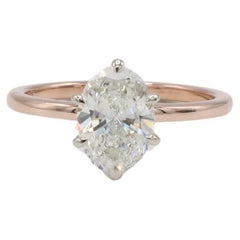 GIA Certified 1.60 Carat I SI1 Oval Natural Diamond Rose Gold Engagement Ring