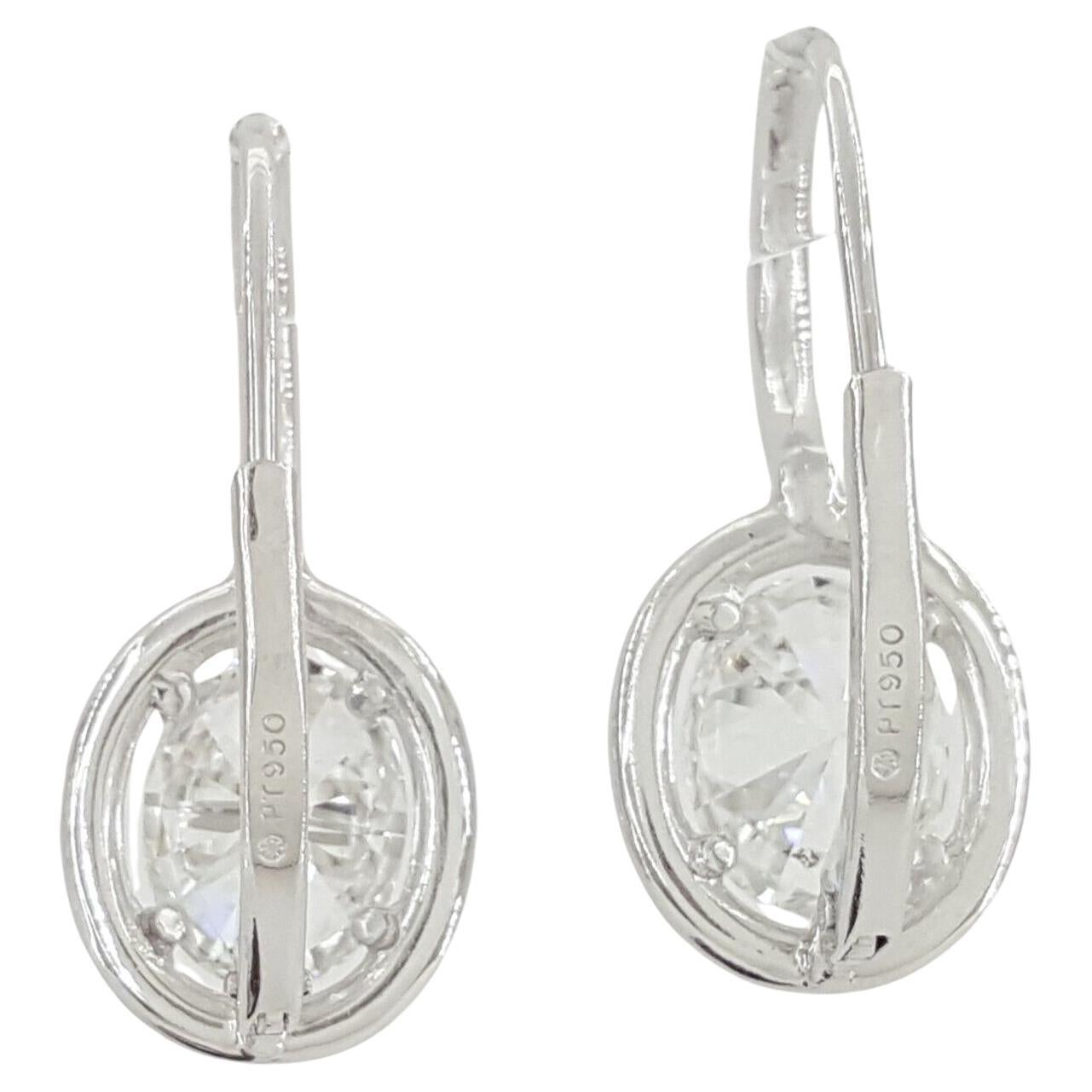 Modern GIA Certified 1.60 Carat Round Brilliant Cut Diamond Dangle Earrings. For Sale