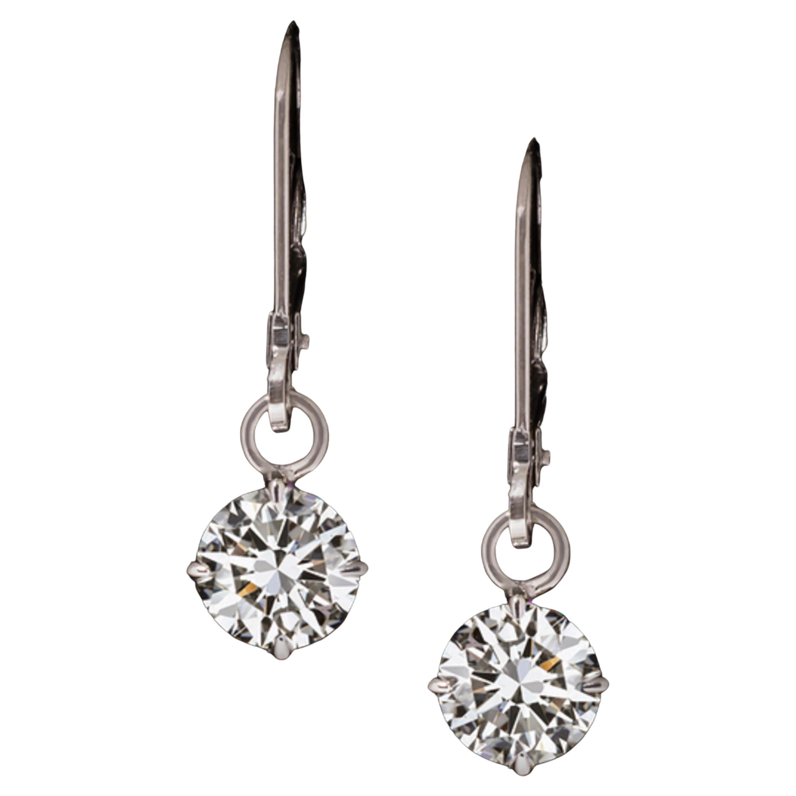 1 Carat Solitaire Diamond Drop Earrings