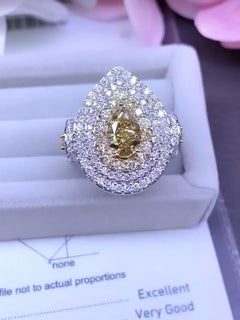 GIA Certified 1.60 Ct Fancy Yellow Brownish Diamond  18K Gold Ring