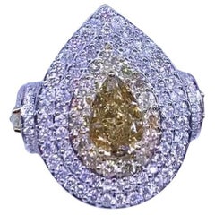 GIA Certified 1.60 Ct Fancy Yellow Brownish Diamond  18K Gold Ring