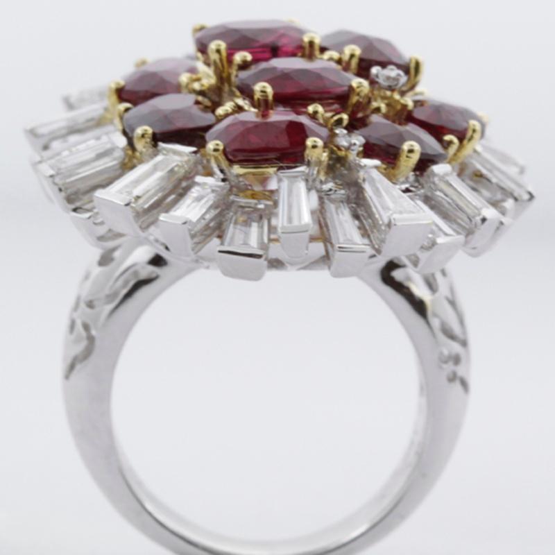GIA Certified 16.03 Carat Rubi and White Diamond White Gold Cluster Ring In New Condition For Sale In New York, NY