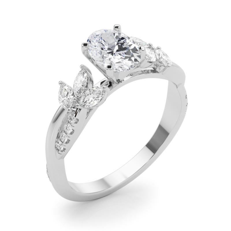 Donna Anello di diamanti GIA certificato 1,60ct Oval Entwined Garden Flower Vine in vendita