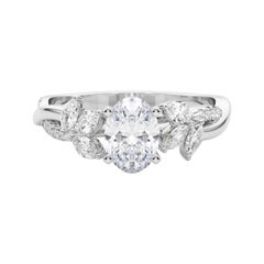 Anello di diamanti GIA certificato 1,60ct Oval Entwined Garden Flower Vine