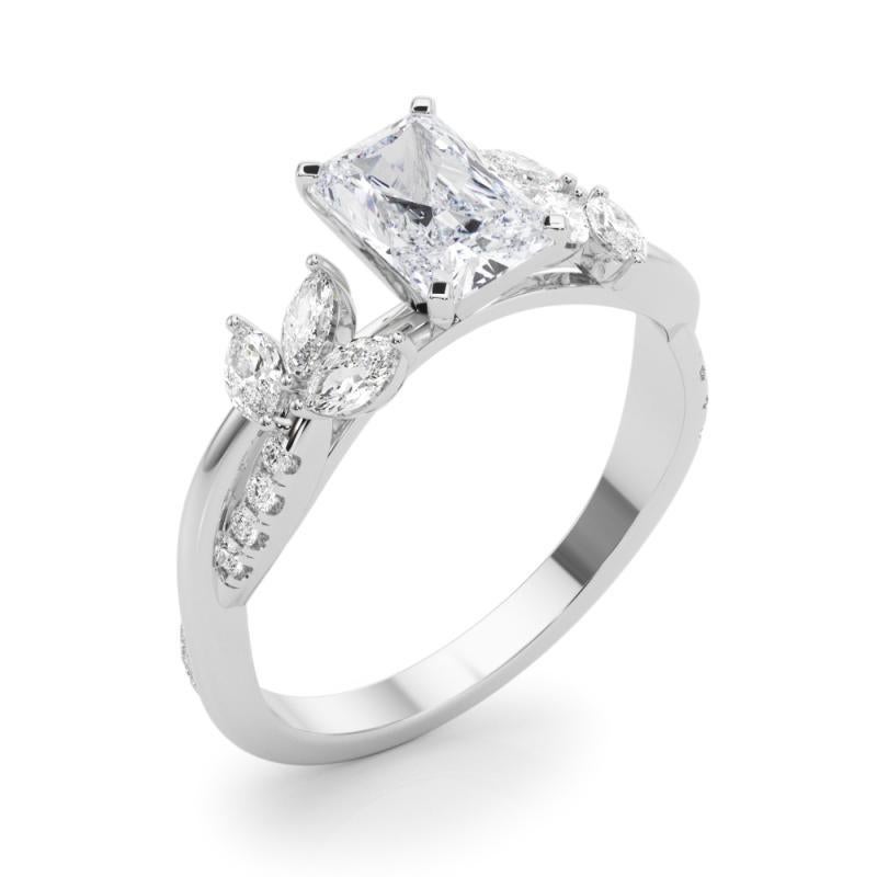 GIA zertifiziert 1,60ct Radiant Entwined Garten Blume Rebe Platin Diamant Ring Damen im Angebot