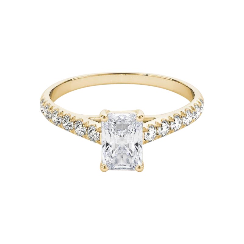 Bague à diamant certifié GIA 1.60ct Radiant Pave Trellis Entwined Prong