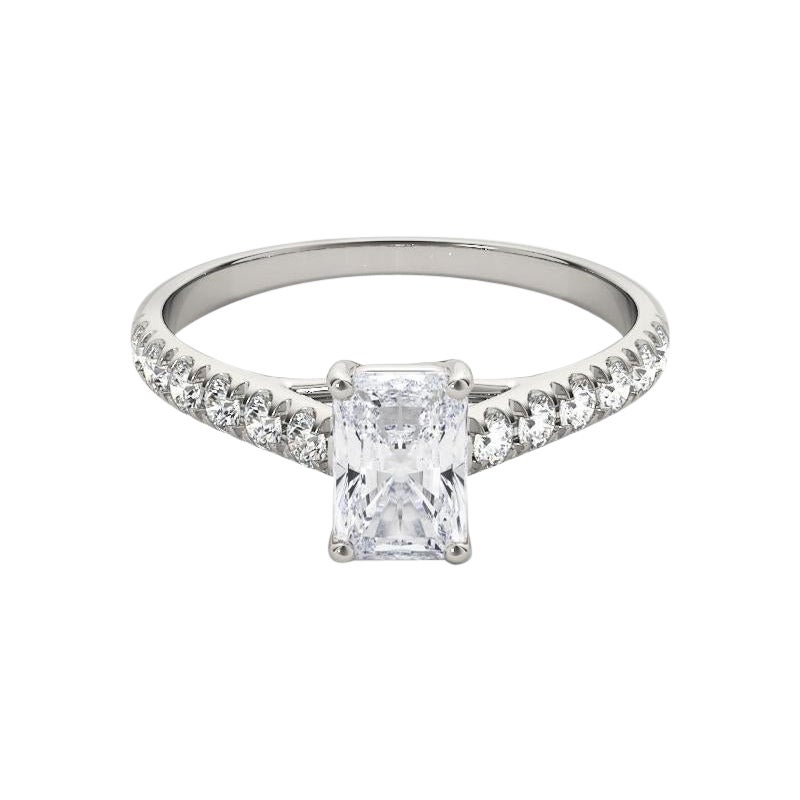 Bague à diamant certifié GIA 1.60ct Radiant Pave Trellis Entwined Prong